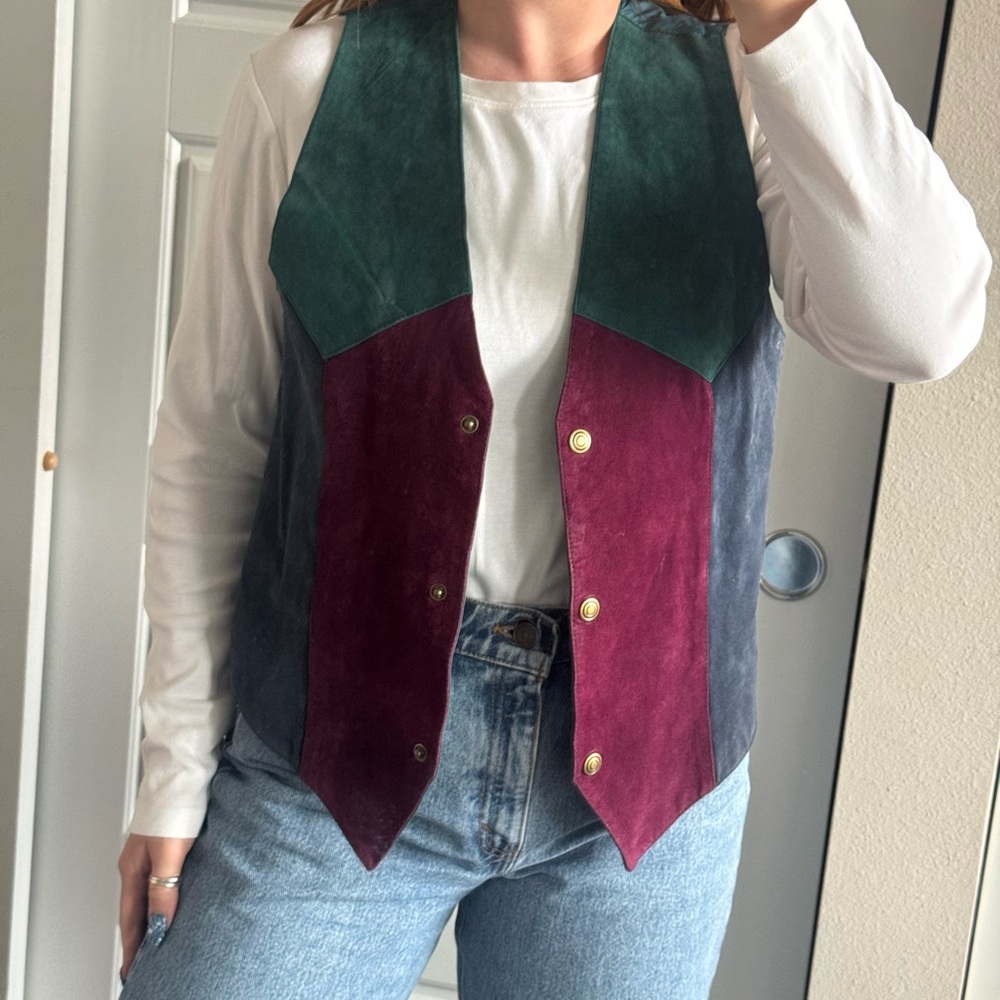 Colorblock Suede 100% leather Vest